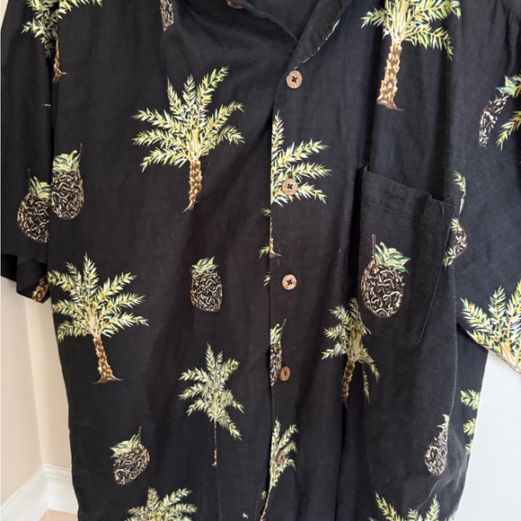Vintage Joe Marlin Palm Tree/Pineapple Black Button Up Vacation Summer Size XL - Picture 4 of 7